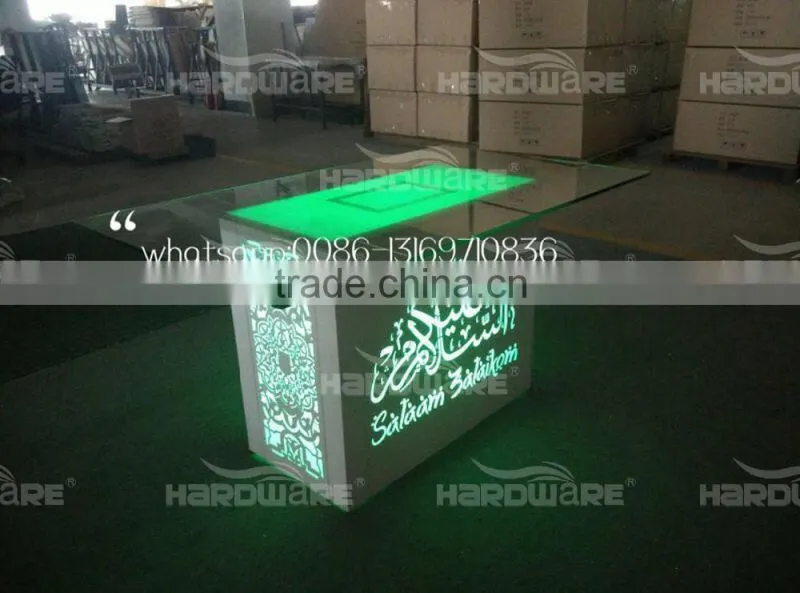 hotel event use square iron wedding reception table with led light
