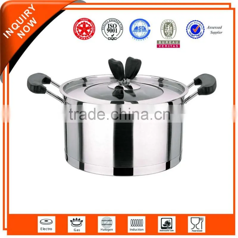 different-size vertical-body stainless steel stockpot with handles