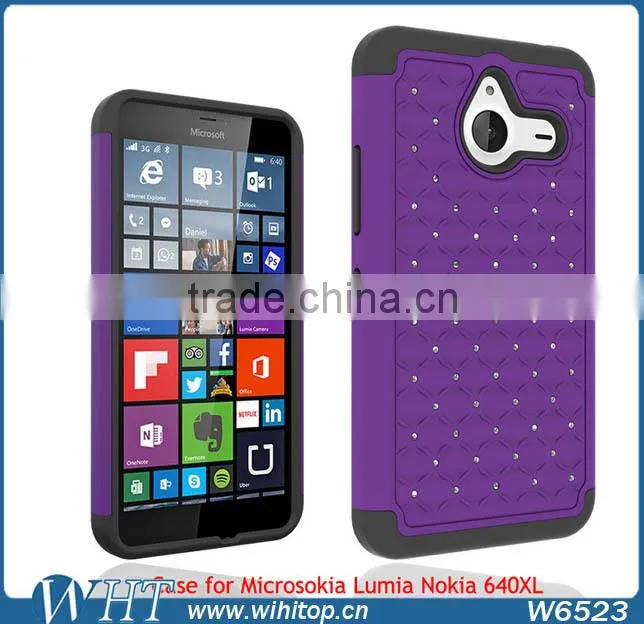 Starry Diamond Silicone+PC Phone Cover for Nokia Lumia 640 XL, Shockproof for Lumia 640 XL Hybrid Case