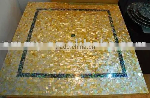 Natural shell mosaic table top -white mop shell mixed abalone