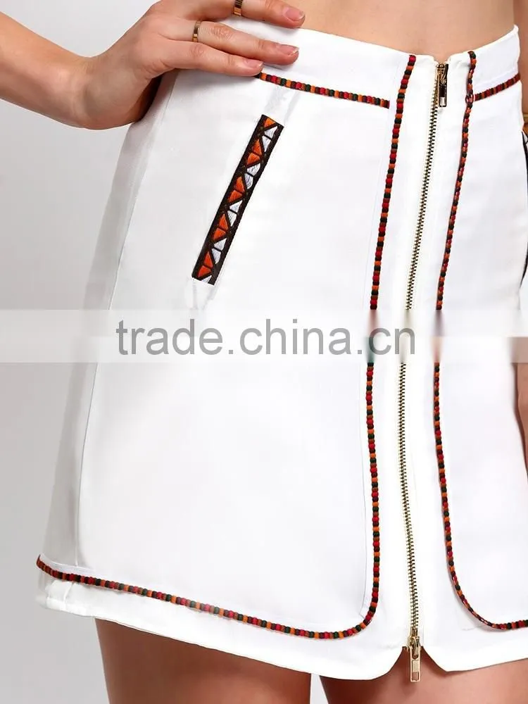 white simple a-line 2016 latest fashion micro mini skirt of women