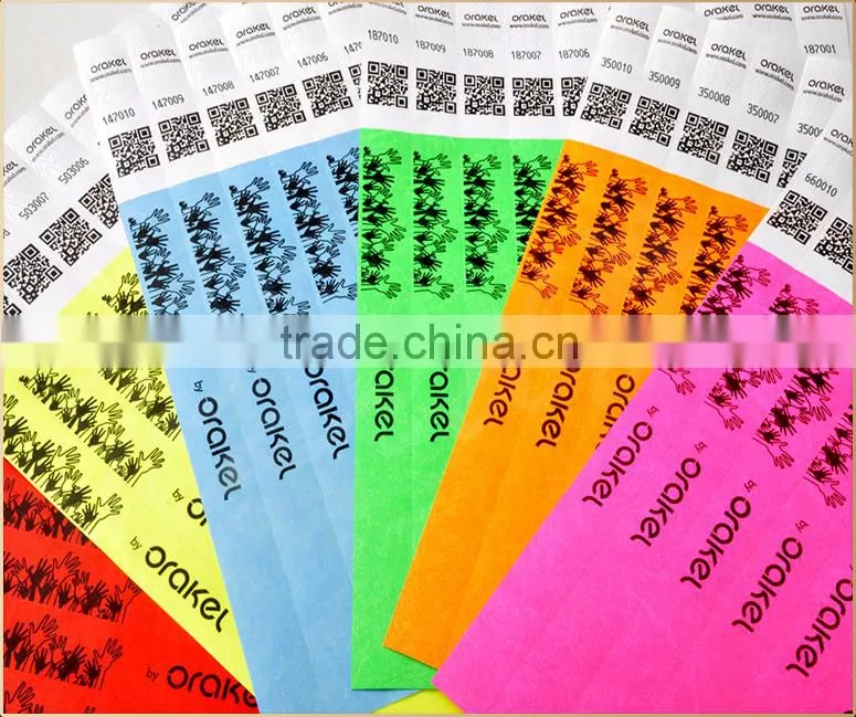 3/4" * 10 inch custom waterproof cheap tyvek paper wristbands
