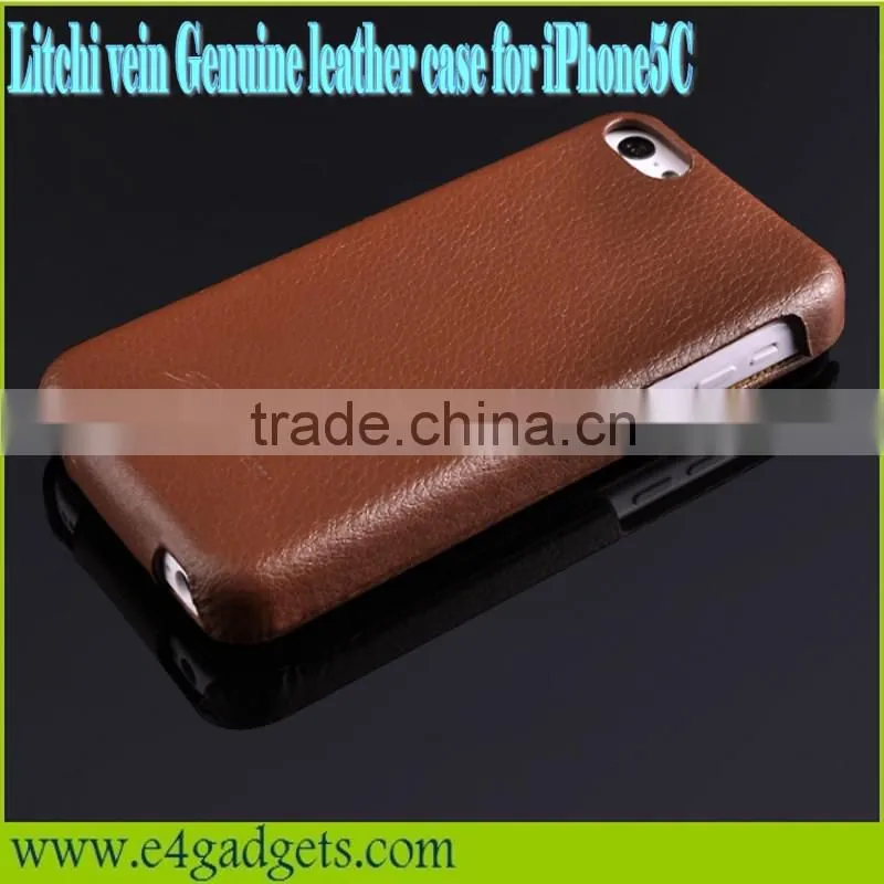 Excellent Quality Litchi Vein Flip Wallet Genuine Leather Cover Case for iPhone5c,for iphone5c case