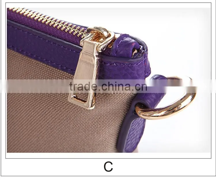elegant ladies canvas handbag genuine cow leather canvas