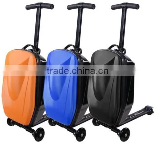 Multi Function orange color business roller scooter suitcase