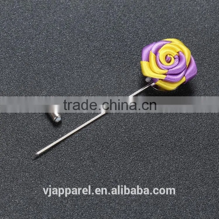 Men Rose Flower Lapel Stick Handmade Boutonniere Pin for Suit