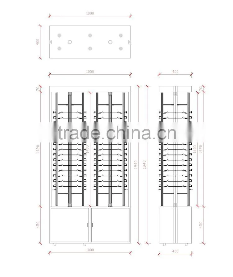 metal framework sunglasses display rack