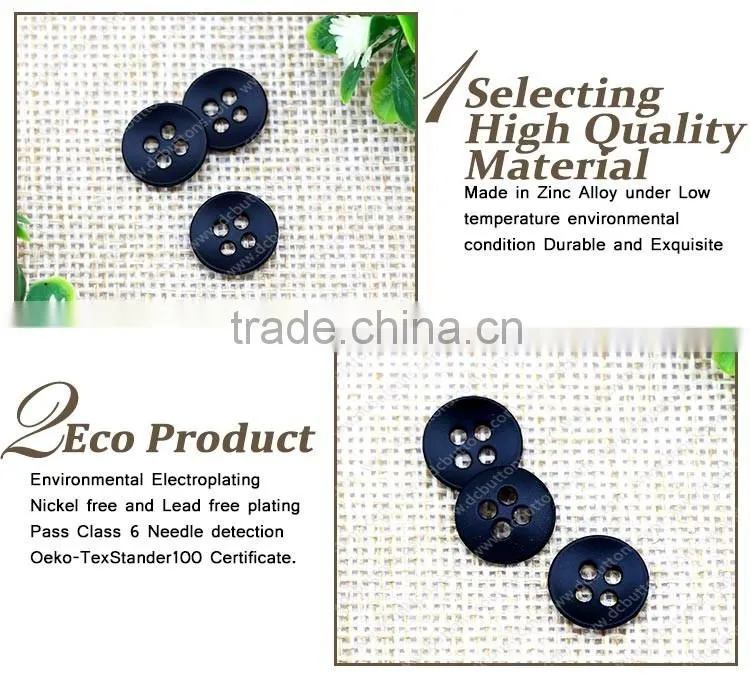 High quality metal round sewing button 4 holes for baby garment