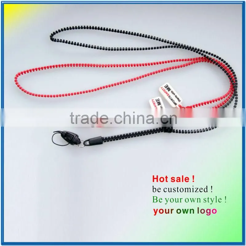 Novelty zipper neck lanyard for holding keys or id card