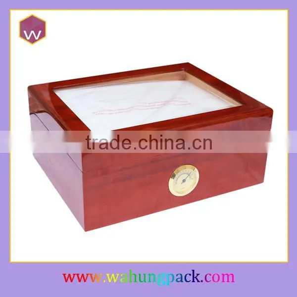 Large Compartments Cigar Box / Cedar Wooden Cigar Box With Glass