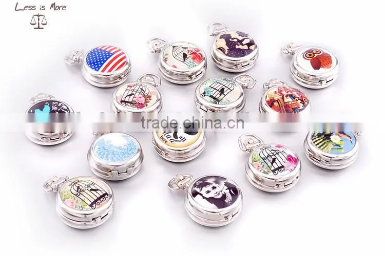 Custom pocket watches, vintage us flag watche necklace