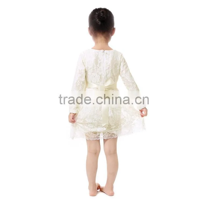 2016 lace long sleeve baby girls vintage wedding dress