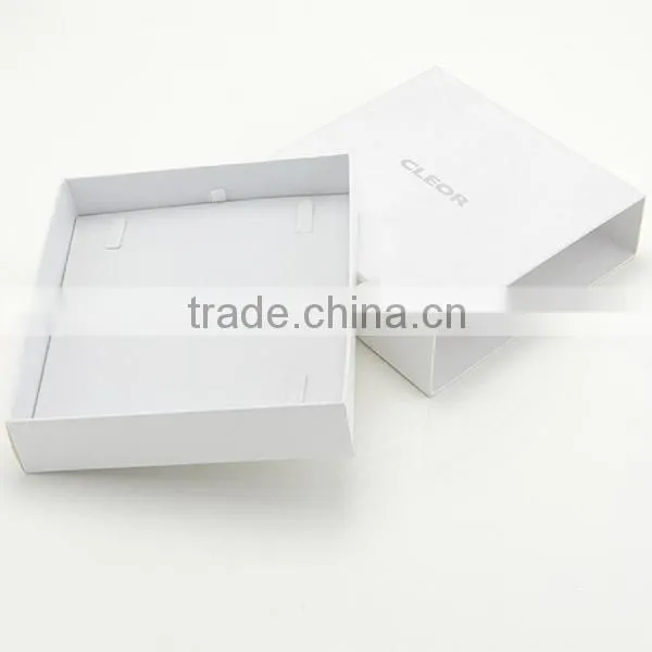 Custom Logo Silver Stamping White Simple Slide Paper Jewelry Gift Box