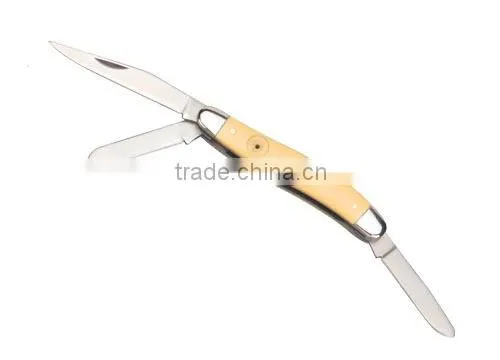 Yellow 3 Blade Folding Knife
