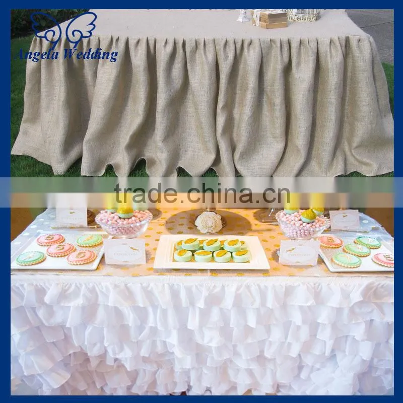 SK002F Hot sale popular polyester taffeta banquet ruffled gathered table skirts