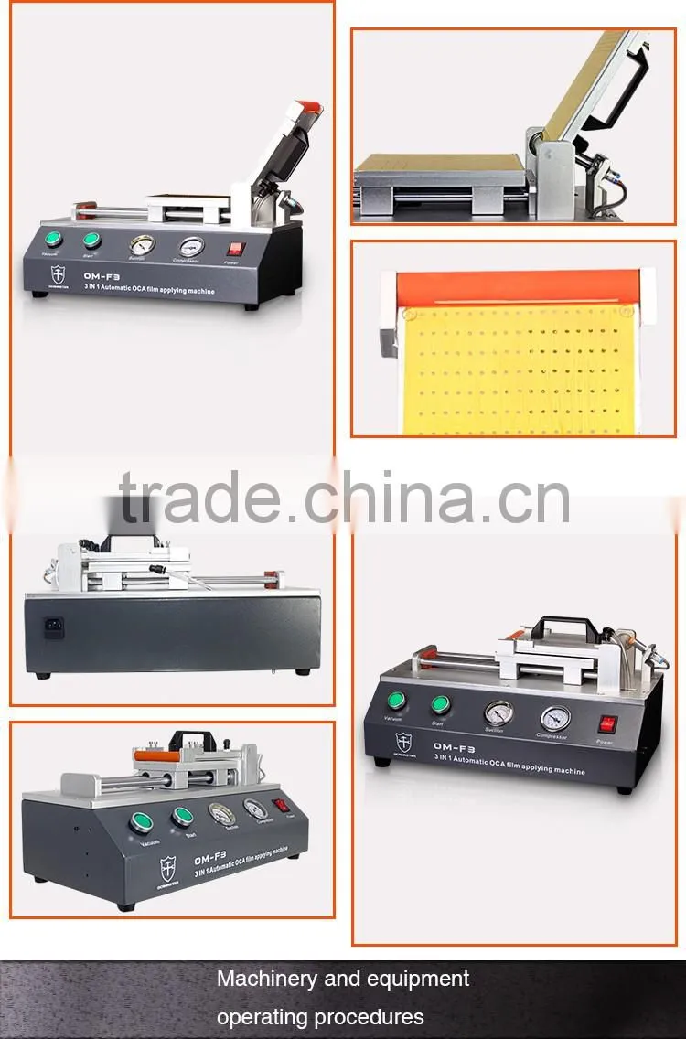 OCAmaster Universal 3 in 1 OCA Film Laminating Machine OM-F3 For LCD Refurbishing With Built-in Compressor & Vacuum Pump