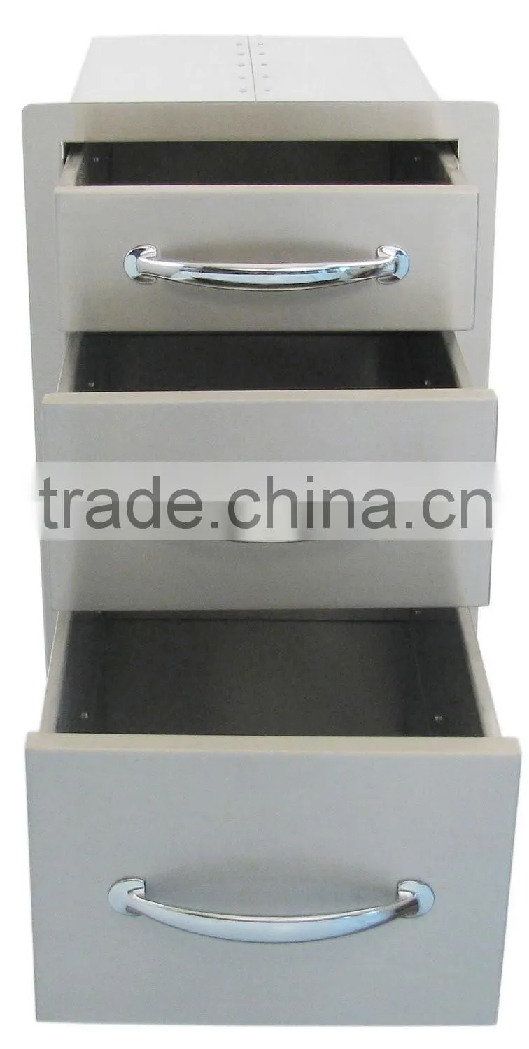 Icegreen Office Use Stainless Steel Storage Cabinet With Flush Triple Access Drawer