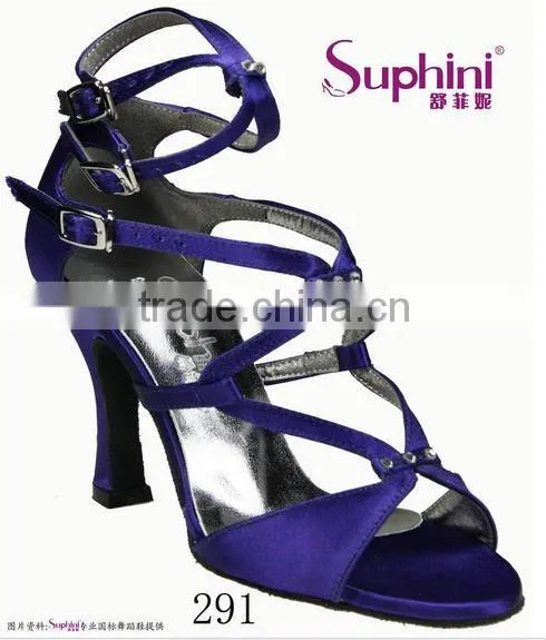 blue leather latin shoes ,woman dance sandal shoes