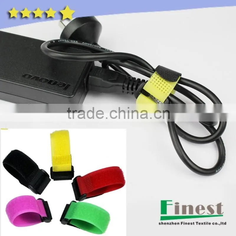 Custom hook and loop adjustable cable tie cable strap