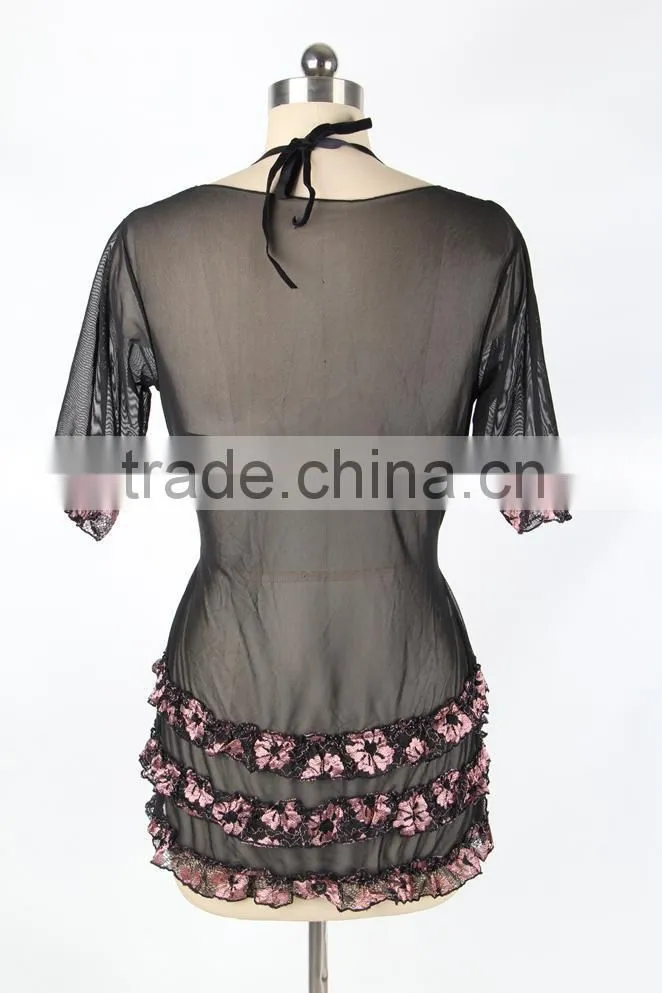 Hot selling flower fashion babydoll ladies night dress sex