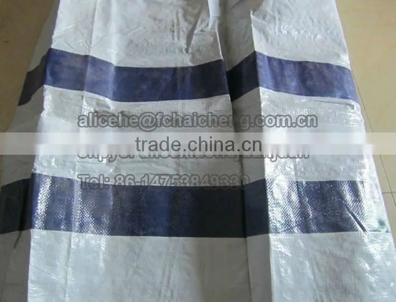 waterproof and reinforced HDPE Tarpaulin cover with black reinforced bands