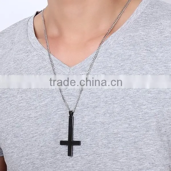 Europe Inverted Cross Stainless Steel Necklace 2016