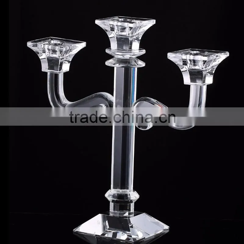 3 arms Transparent Crystal Candle Holder Centerpieces for Wedding Table Decoration