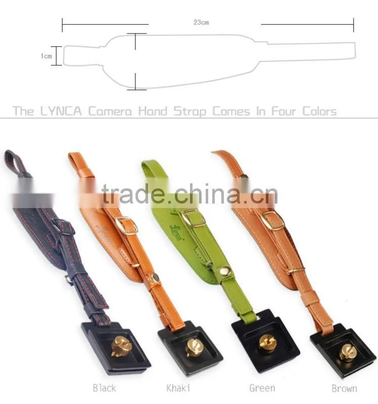 New released the cheapest leather hand digital camera wrist grip strap brown color with quick release plate for dslr