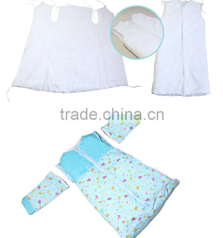 Infant kids anti kicking quilt sleeping bag for four seasons detachable fillings blue style