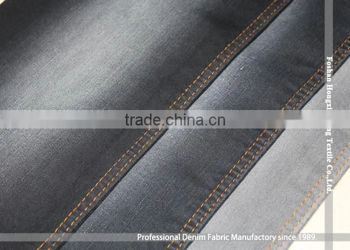 NO.785 Cotton Polyester Spandex Woven Dyeing Fabric Twill Drill Denim Like Stretched Elastic Fabric Black Weft