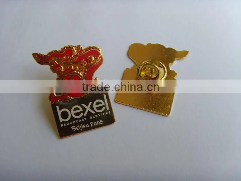 2014 Hot Sale Shiny Gold Custom Metal Pin Badge With Enamel
