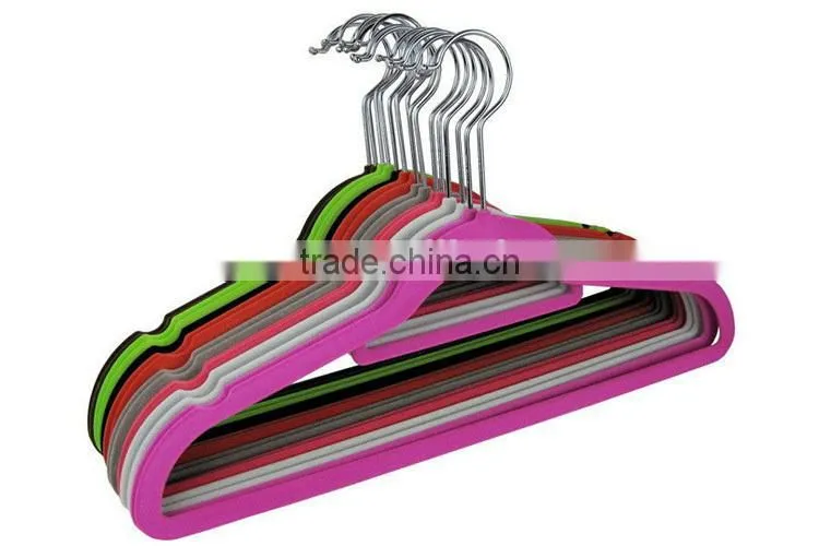 antislip plastic velvet flocked hanger for clothes