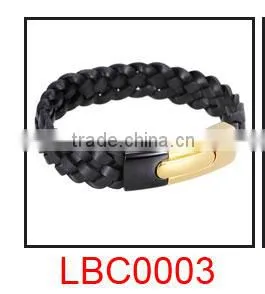 Men black braided leather bracelet cool bracelet for boys New