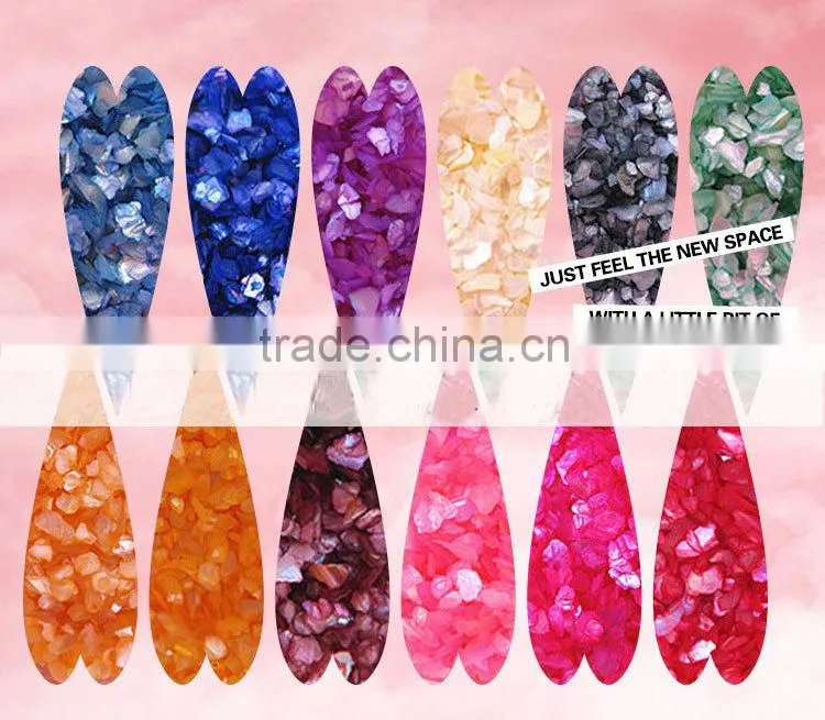 H1-021 12COLORS Crashed shell powder , nail art fine powder ,nail decoration ,Sea Jems