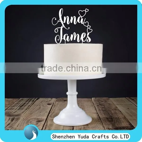 Silhouette Leaning Bride Groom Name Acrylic Wedding Cake Topper