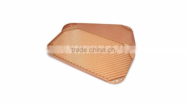 Square Nonstick Aluminum Fry Griddle Die Casting Double Grill Pan