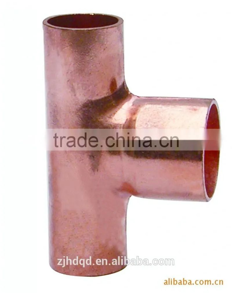 brass and red copper pipe/T type red copper tee,3 way copper joint