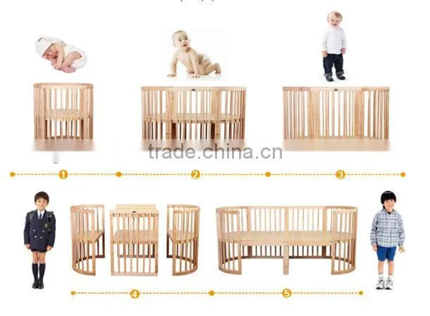3 in 1 white sleigh wooden baby crib / baby cot