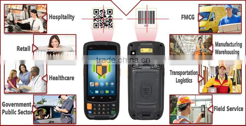 IP65 4G LET wifi nfc GPS 1D 2D barcode scanner rugged android pda