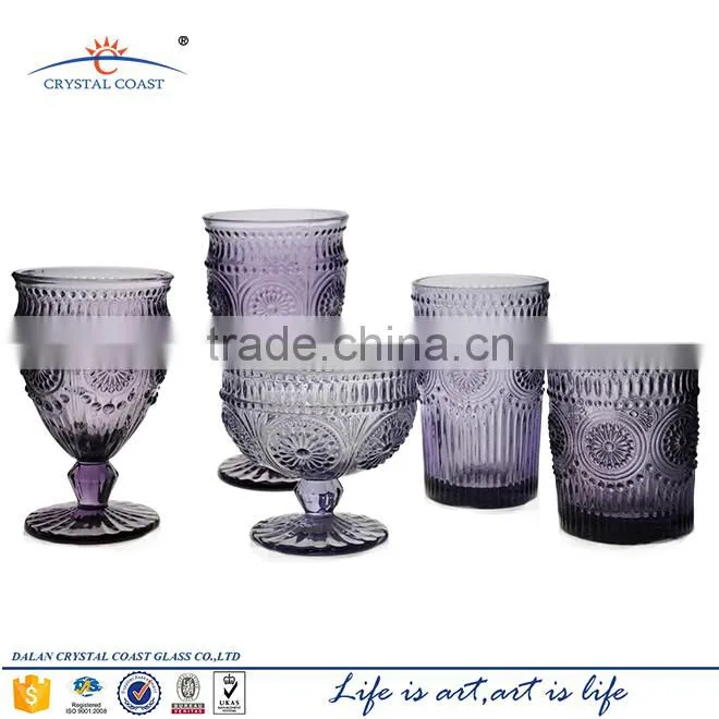antique sunflower round colored cocktail glass