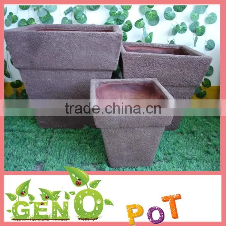 Outdoor home striped fiber clay plant pot planter