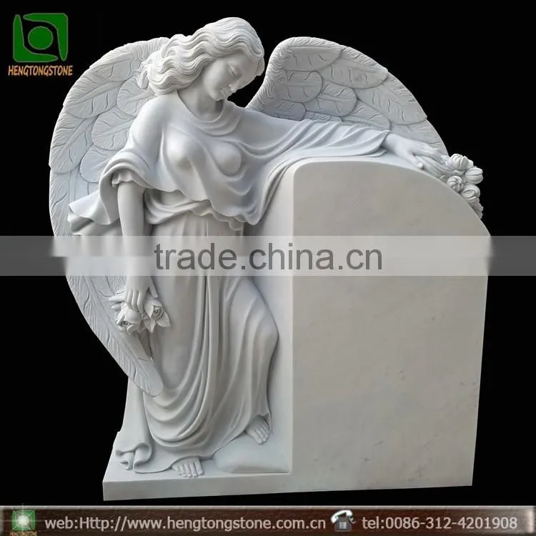 White Marble Angel Carving Monument Tombstone