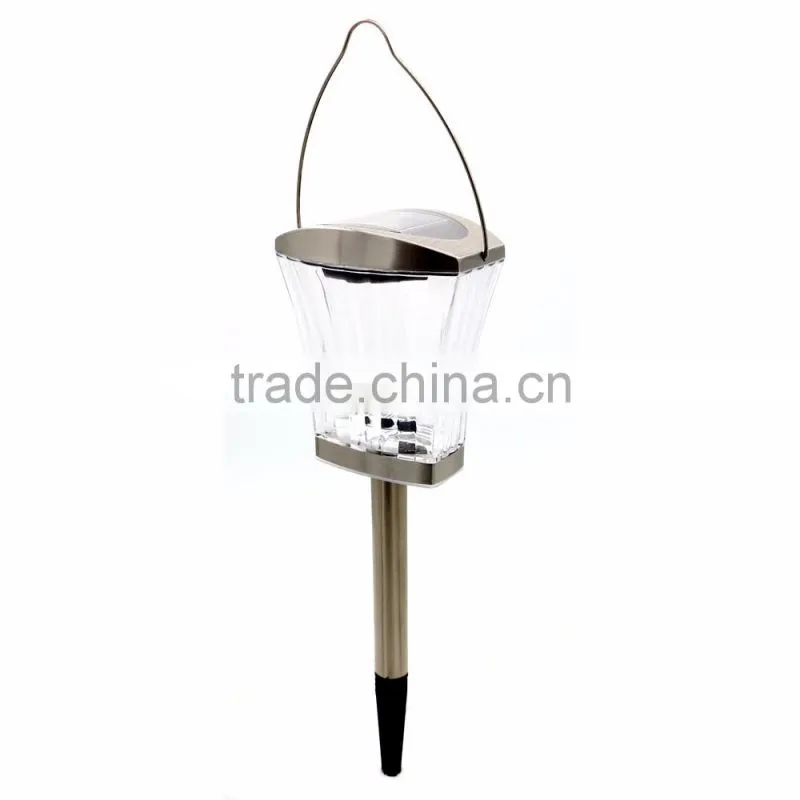 12pk 3-in-1 Stainless Steel Glass Lens Solar Garden Lawn LED Path Light