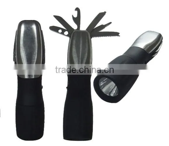 Outdoor 6 in 1 emergency hand tool with torch light