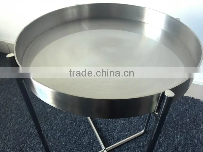 Wholesale living room furniture chrome plating sofa side table with metal folding legs