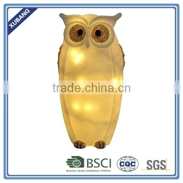 Hand made Funny small owl Resin garden solar light outdoor decoration