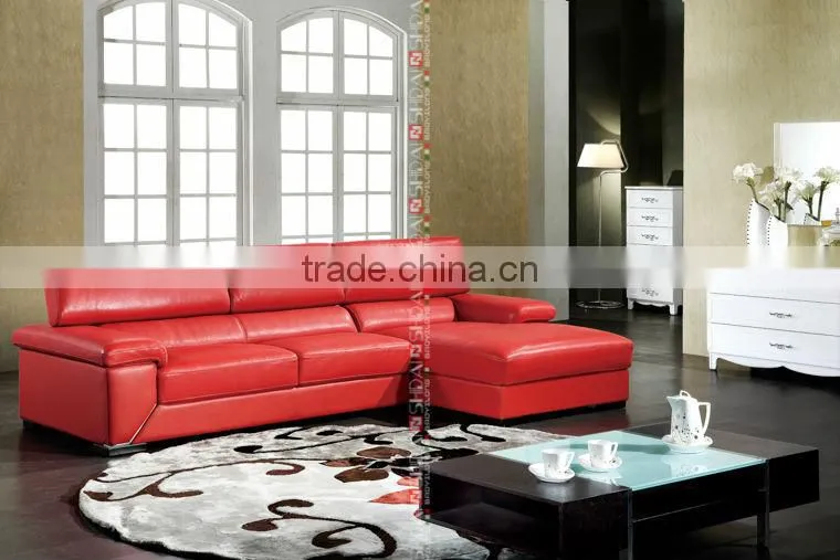 Upholstered Bright Red Leather Sofa Set 980