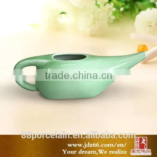 Popular sale high quality hand painted ceramic yuga neti pot for meditation