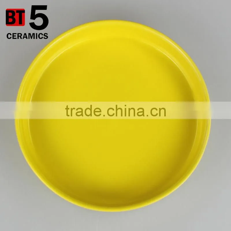 round cake and bread ceramic baker with vertical strip