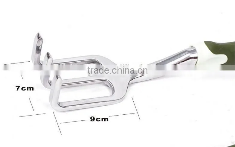 Three teeth mini garden hand metal rake